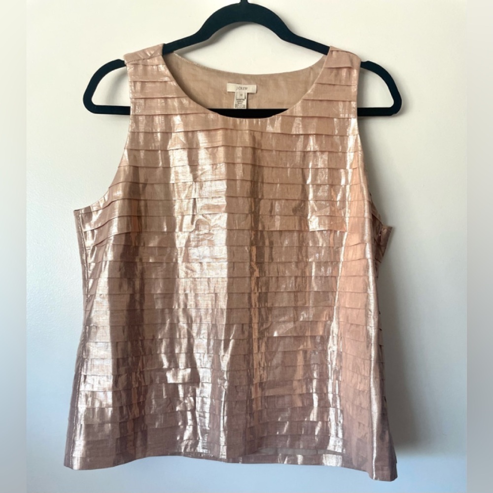 JCREW SLEEVELESS LINED SIDE ZIPPER WOMENS TOP/BLOUSE SIZE 12 SHINY FABRIC